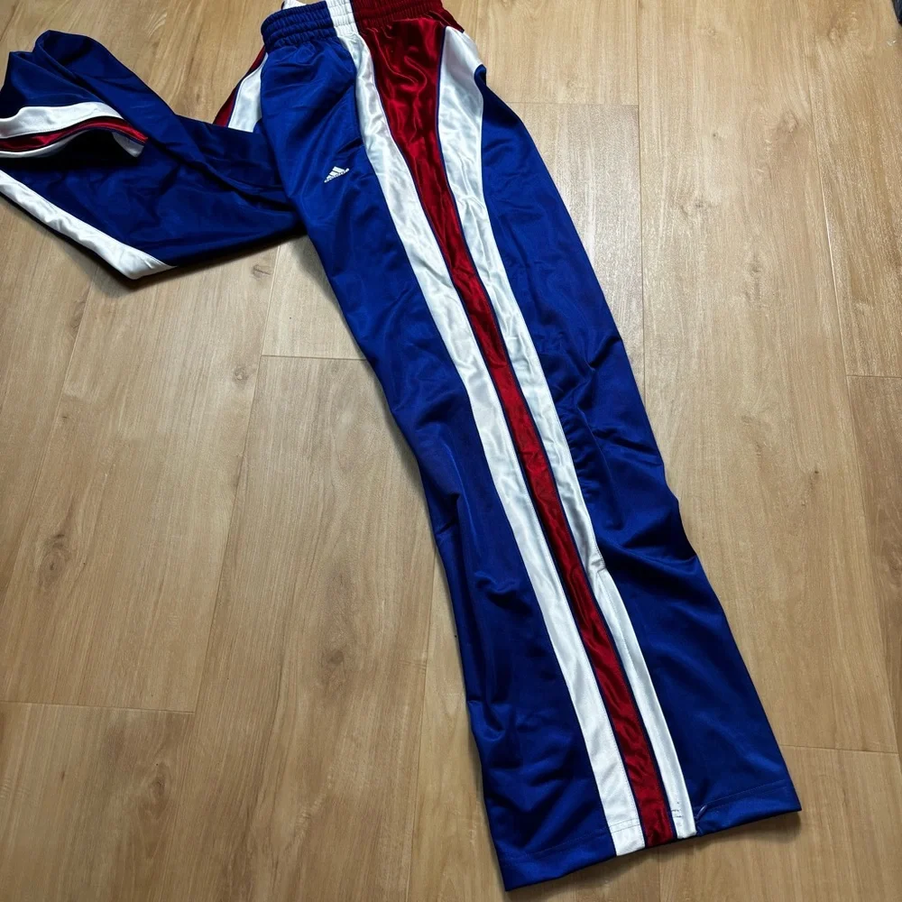 Y2K adidas Blue Sweatpants with Red and White Stripes - Picture 4 of 11